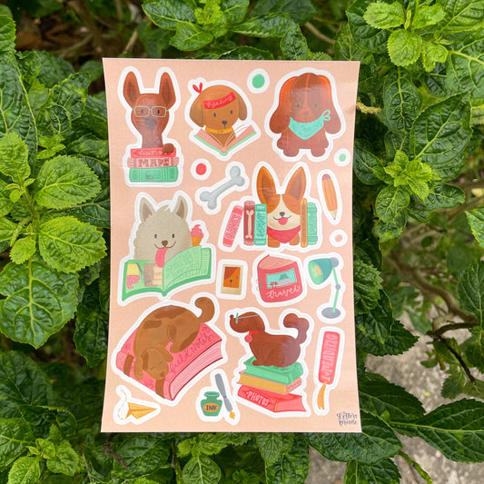 Sticker Sheet : Dogs and Books