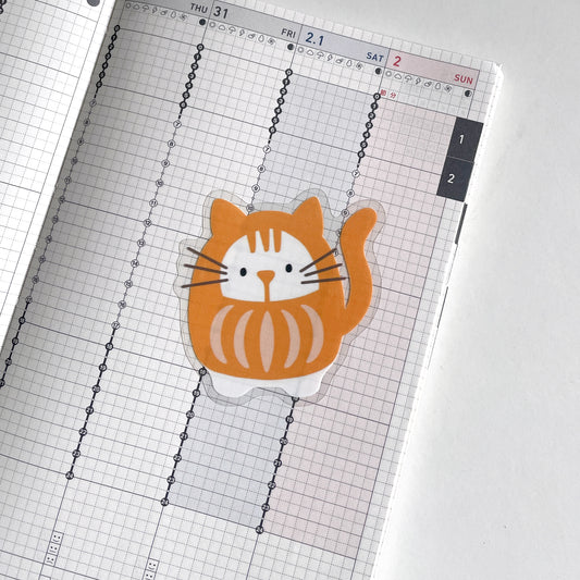 Die-Cut Stickers : Mochi Orange Daruma Neko